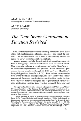 The Time Series Consumption Function Revisited