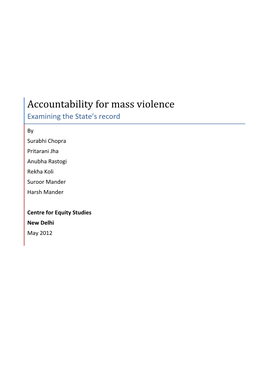 Accountability for Mass Violence Examining the State’S Record