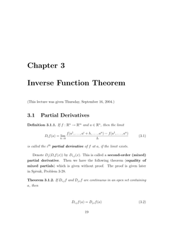 Chapter 3 Inverse Function Theorem