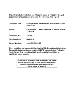 Fire Dynamics and Forensic Analysis of Liquid Fuel Fires