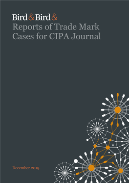 Reports of Trade Mark Cases for CIPA Journal