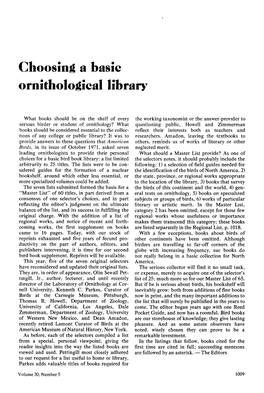 Choosing a Basic Ornithological Library