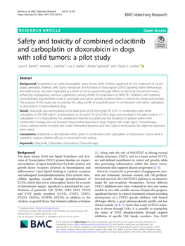 Safety and Toxicity of Combined Oclacitinib and Carboplatin Or Doxorubicin in Dogs with Solid Tumors: a Pilot Study Laura E