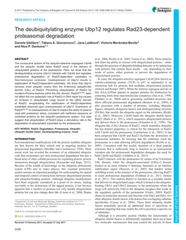 The Deubiquitylating Enzyme Ubp12 Regulates Rad23-Dependent Proteasomal Degradation Daniela Gödderz1, Tatiana A