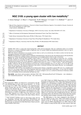 NGC 3105: a Young Open Cluster with Low Metallicity? J