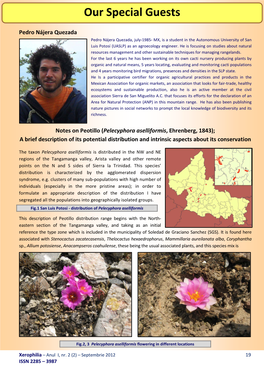 Pelecyphora Aselliformis, Ehrenberg, 1843); a Brief Description of Its Potential Distribution and Intrinsic Aspects About Its Conservation