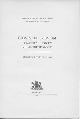 PROVINCIAL MUSEUM of NATURAL HISTORY and ANTHROPOLOGY