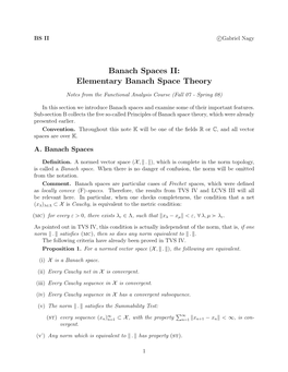 BS II: Elementary Banach Space Theory