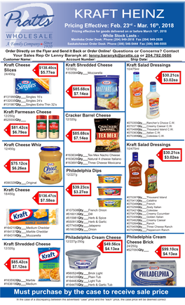 KRAFT HEINZ Pricing Effective: Feb