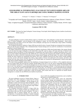 Geographical Information Analysis of Tsunami Flooded Area by the Great East Japan Earthquake Using Mobile Mapping System