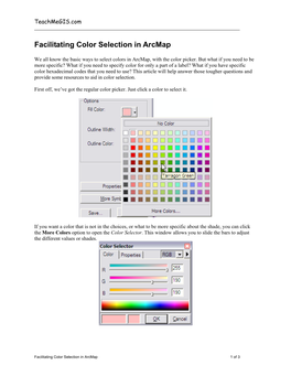 Facilitating Color Selection in Arcmap