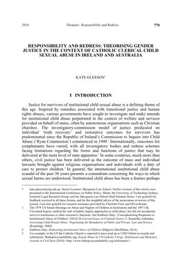 Theorising Gender Justice in the Context of Catholic Clerical Child Sexual Abuse in Ireland and Australia