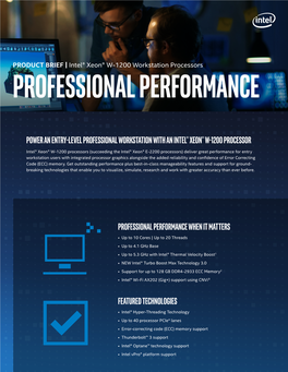 Intel Xeon W-1200 Workstation Processors Product Brief
