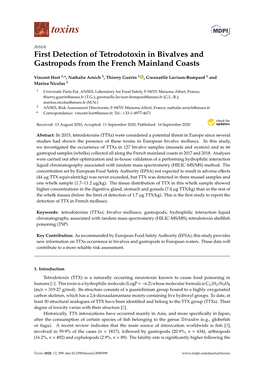 First Detection of Tetrodotoxin in Bivalves and Gastropods from the French Mainland Coasts