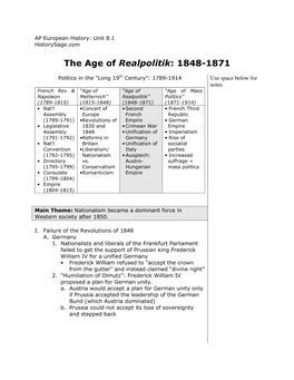 The Age of Realpolitik: 1848-1871