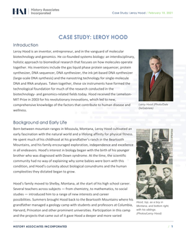 Case Study: Leroy Hood / February 10, 2021