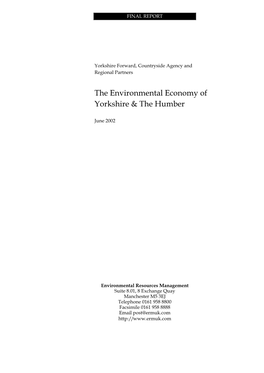 The Environmental Economy of Yorkshire & the Humber