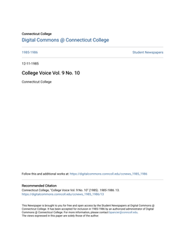 College Voice Vol. 9 No. 10