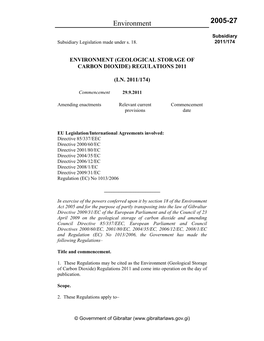 Geological Storage of Carbon Dioxide) Regulations 2011