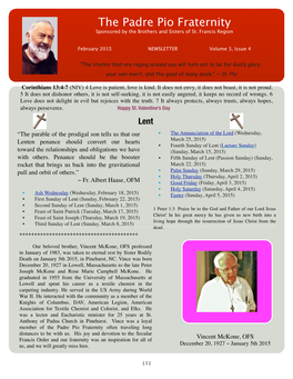 February 2015 NEWSLETTER Volume 3, Issue 4