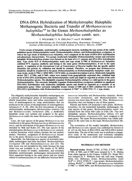 DNA-DNA Hybridization of Methylotrophic Halophilic