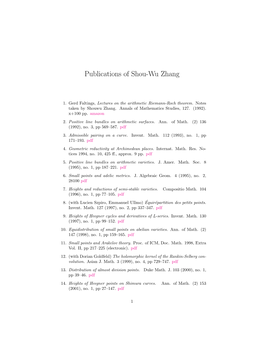 Publications of Shou-Wu Zhang
