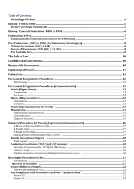 Table of Contents Chronology of Events