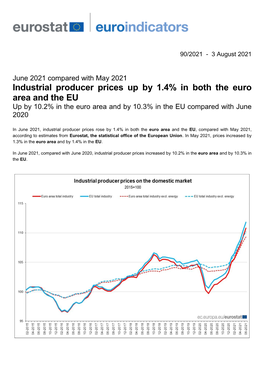 Industrial Producer Prices up by 1.4% in Both the Euro Area and the EU up by 10.2% in the Euro Area and by 10.3% in the EU Compared with June 2020