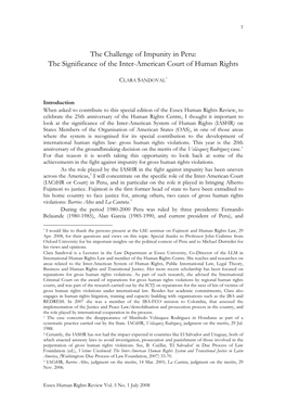 The Challenge of Impunity in Peru: the Significance of the Inter-American Court of Human Rights