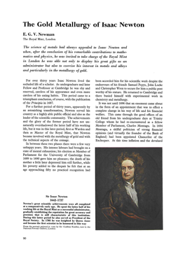 The Gold Metallurgy of Isaac Newton