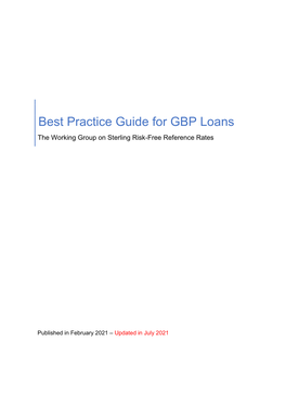 Best Practice Guide for GBP Loans the Working Group on Sterling Risk-Free Reference Rates