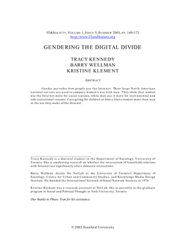 Gendering the Digital Divide