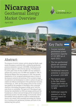 Nicaragua Geothermal Energy Market Overview Nicaragua Geothermal Energy Market Overview April 2021