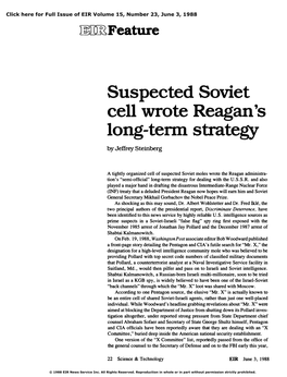 Suspected Soviet Cell Wrote Reagan's Long-Term Strategy