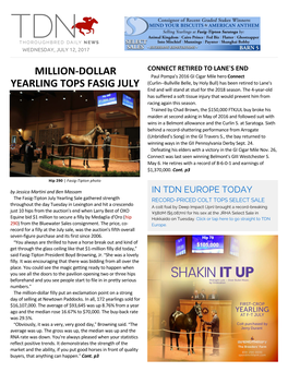 Million-Dollar Yearling Tops Fasig July Cont