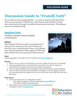 Discussion Guide to “Fratelli Tutti” Our World Seems Increasingly Divided — on Social, Economic and Political Lines