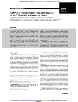 ADNP Is a Therapeutically Inducible Repressor of WNT Signaling In