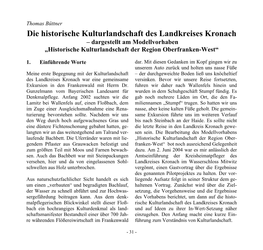 Die Historische Kulturlandschaft Des Landkreises Kronach – Dargestellt Am Modellvorhaben „Historische Kulturlandschaft Der Region Oberfranken-West“