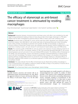 The Efficacy of Etanercept As Anti-Breast Cancer Treatment Is