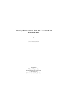 Centrifugal Compressor Flow Instabilities at Low Mass Flow Rate