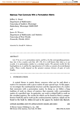 Matrices That Commute with a Permutation Matrix