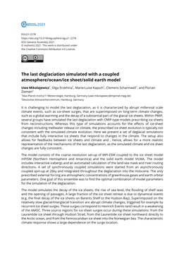 The Last Deglaciation Simulated with a Coupled Atmosphere/Ocean/Ice Sheet/Solid Earth Model