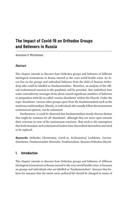 The Impact of Covid-19 on Orthodox Groups and Believers in Russia