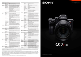 Interchangeable-Lens Digital Camera Viewfinder (Cont.) Field Coverage 100% Lens Mount E-Mount Magnification Aapprox