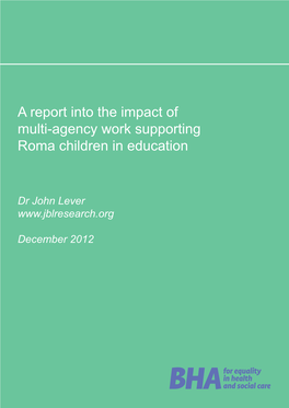 A Report Into the Impact of Multi-Agency Work Supporting Roma Children in Education