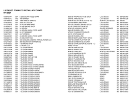 Licensed Tobacco Retail Accounts 9/1/2021