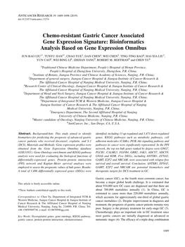 Bioinformatics Analysis Based on Gene Expression Omnibus