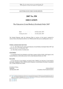 The Education (Listed Bodies) (Scotland) Order 2007