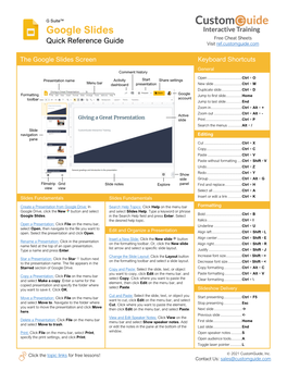 Free Google Slides Cheat Sheet