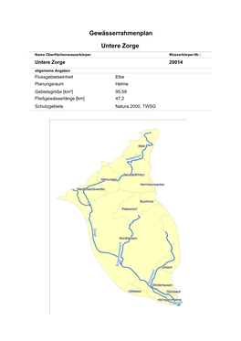 Untere Zorge Gewässerrahmenplan